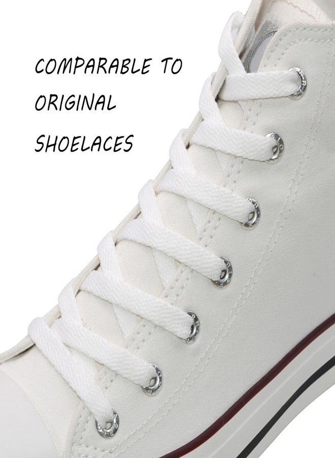 VSUDO 45" Flat White Shoe Laces for Sneakers, Shoelaces for Sneakers, Replacements Shoe Strings for Women or Men (1 Pair-White-114CM) - Image 2